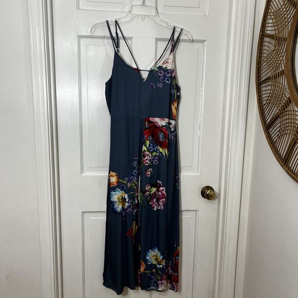 Lavender Brown Boho‎ Crop Strappy Romper Teal Colorful Multicolor Floral Women S - Picture 1 of 8